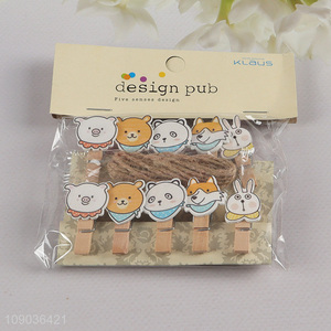 High Quality 10PCS Cartoon Wooden Clips Clothes Pins for Photo Hanging