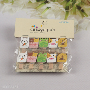 New Arrival 10PCS Mini Cartoon Wooden Clothespins for Crafts Photo Hanging