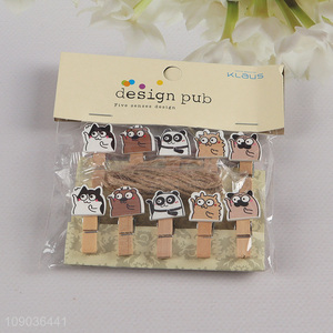 Good Quality 10PCS Cartoon Wooden Clothespins Wood Clips for Craft Hanging