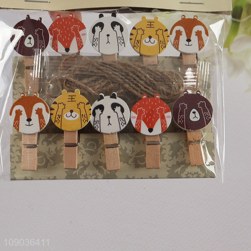 Online Wholesale 10PCS Mini Wooden Clothespins Multipurpose Cartoon Wooden Clips