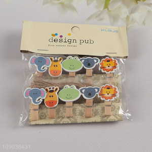 Hot Selling 10PCS Mini Wooden Clothespins Cartoon Wooden Memo Photo Clips