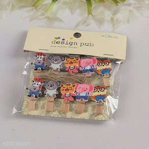 Factory Price 10PCS Cute Cartoon Wooden Clothes Pins Wooden Photo Clips