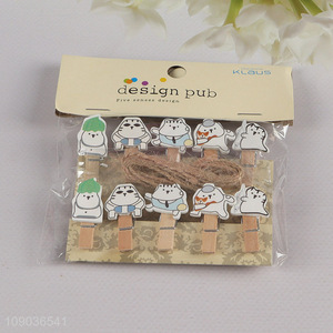 Wholesale 10PCS Cute Cartoon Wooden Clothespins Wood Clips for Craft Hanging