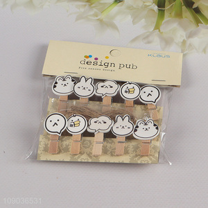 New Arrival 10PCS Mini Wooden Clothespins Cartoon Wooden Memo Photo Clips