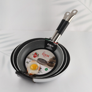 Low price stainless steel non-stick long handle kitchen cookware frying pan