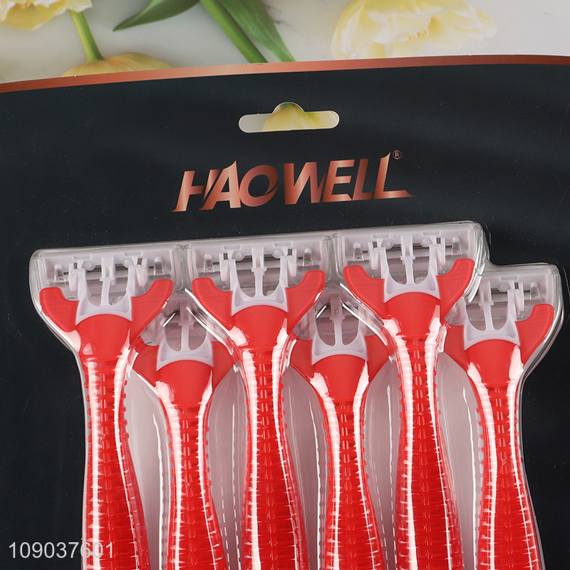 Good Quality 6 Pieces Triple Blade Razors Disposable Razors with Ergonomic Handle