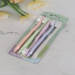 China Imports 4 Pieces Macaron Color Toothbrush Set with Soft Bristles for Adults