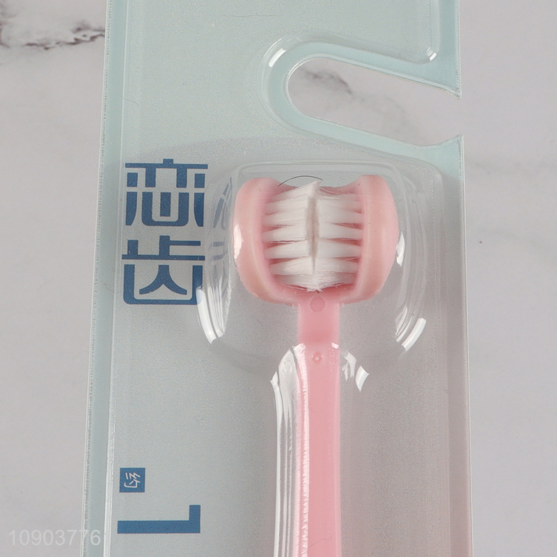 New Product 3-Sided Toothbrush Manual Toothbrush with Soft Britles for Adults