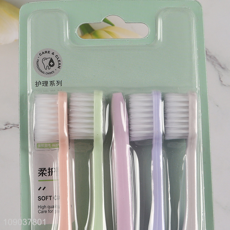 China Imports 4 Pieces Macaron Color Toothbrush Set with Soft Bristles for Adults