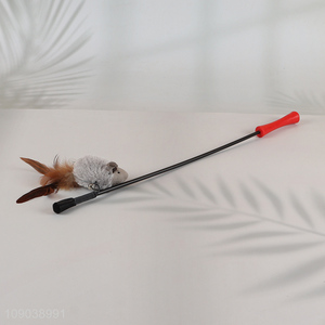 New Product <em>Cat</em> Teaser Wand <em>Toy</em> Plush Mouse Feather Wand <em>Toy</em> with Bell