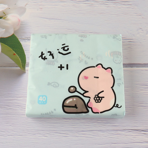 Best selling cartoon printed portable wood pulp tissue facial tissue napkin