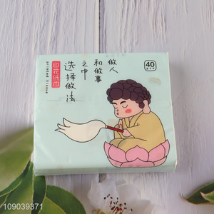 Top quality cartoon printed portable wood pulp tissue facial tissue