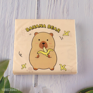 Factory supply cartoon printed portable wood pulp facial tissue napkin for sale