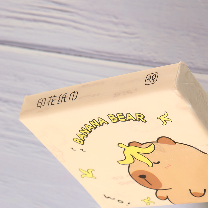 Top selling eco-friendly cartoon printed wood pulp facial tissue napkin