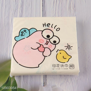 Most popular cartoon printed wood pulp facial tissue napkin dry&wet dual-use napkin