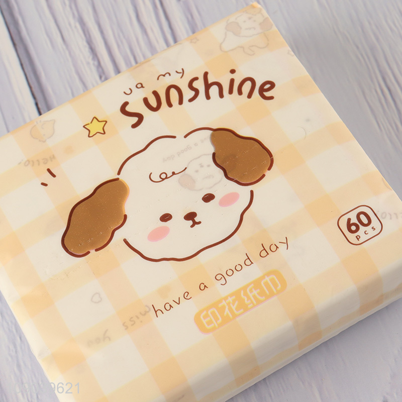 Top selling puppy printed wood pulp facial tissue napkin dry&wet dual-use tissue