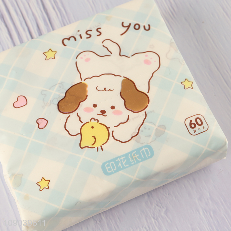 New product cartoon printed skin-friendly wood pulp facial tissue napkin