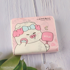 Hot selling portable cartoon printed wood pulp facial tissue napkin