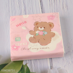 Top sale cartoon printed 40pcs 3ply wood pulp facial tissue napkin