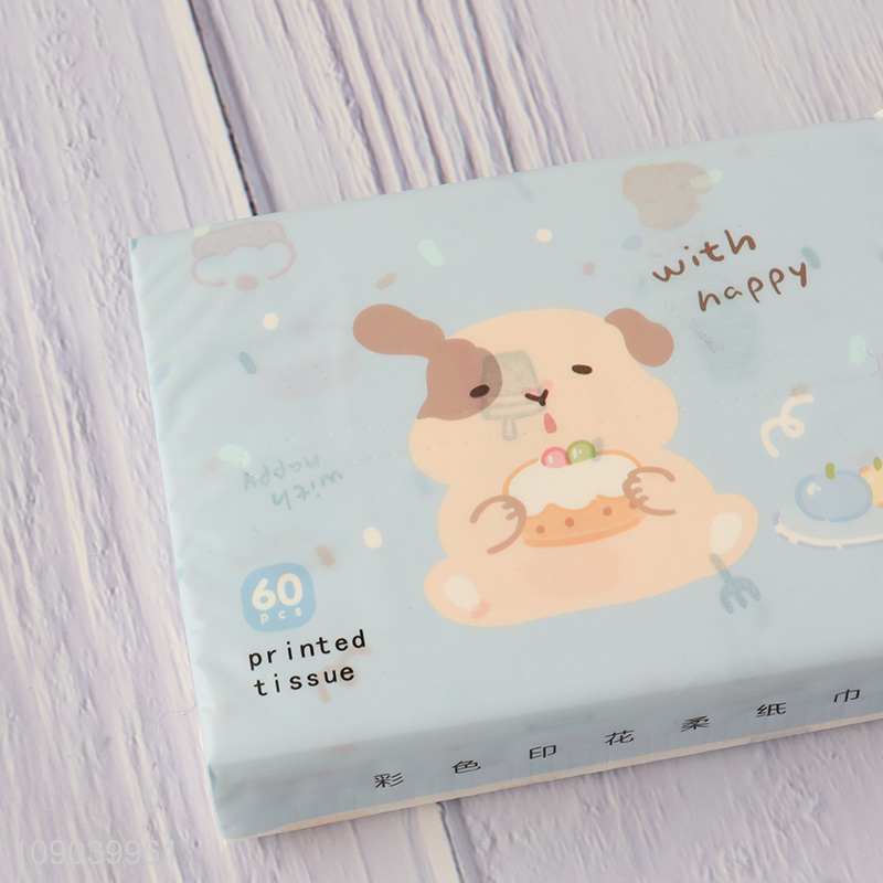 Top selling cartoon printed skin-friendly wood pulp tissue facial tissue wholesale