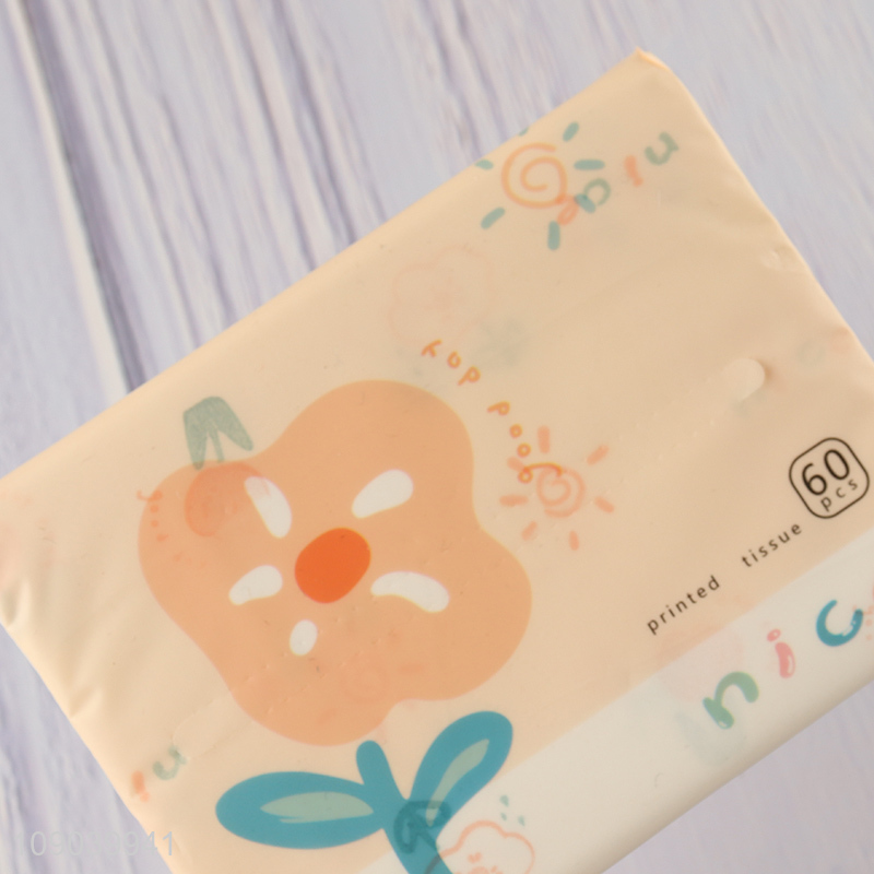 Online wholesale portable printed wood pulp facial tissue napkin dry&wet dual-use tissue