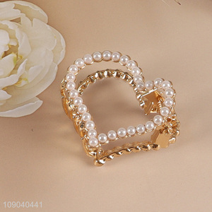 High Quality Pearl Hair Claw Clip Non-Slip Heart Hair Clips Hair Accessories