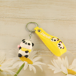 Hot selling cute cartoon silicone panda keychain for gifts