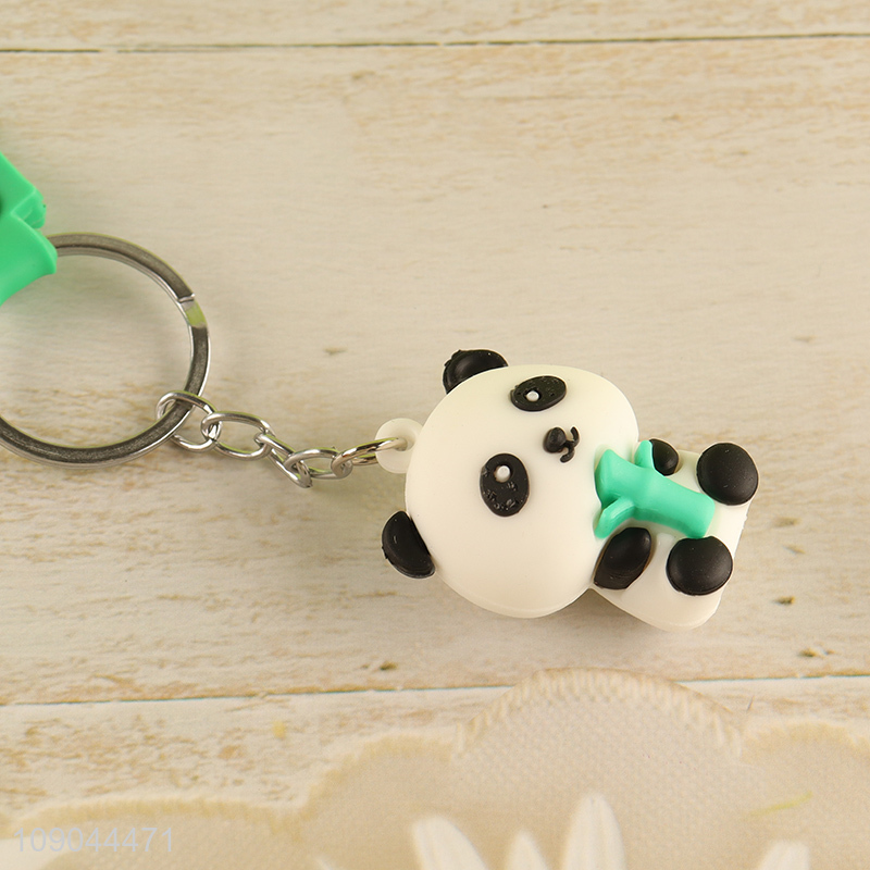 Latest products cartoon panda pendant silicone portable keychain