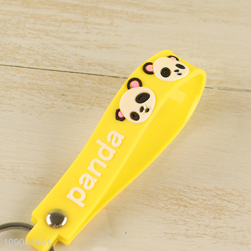 Hot selling cute cartoon silicone panda keychain for gifts