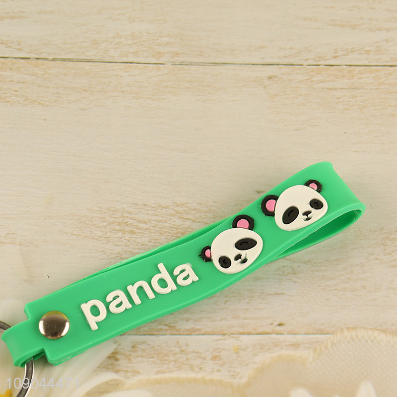 Latest products cartoon panda pendant silicone portable keychain