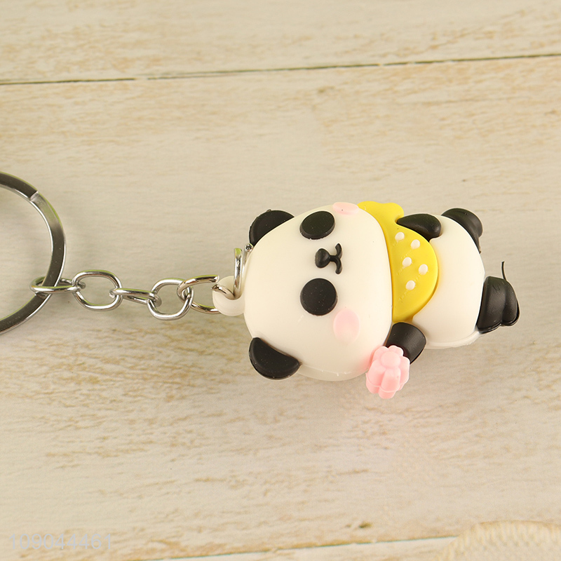 Hot selling cute cartoon silicone panda keychain for gifts