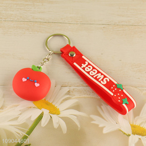 Hot products cute tomato shape pendant silicone kids adult keychain for gifts