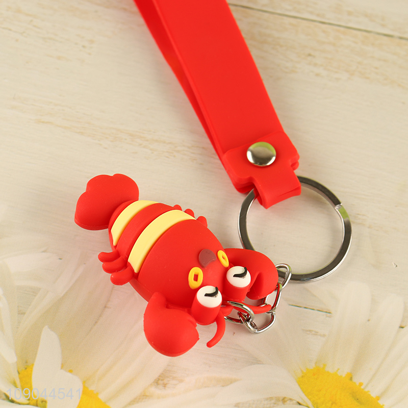 Factory price multicolor cartoon lobster pendant keychain silicone keychain