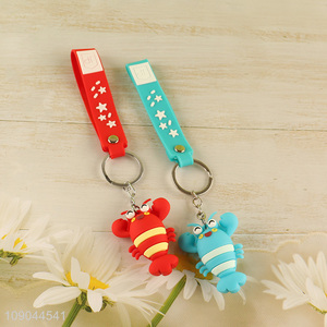 Factory price multicolor cartoon lobster pendant keychain silicone keychain