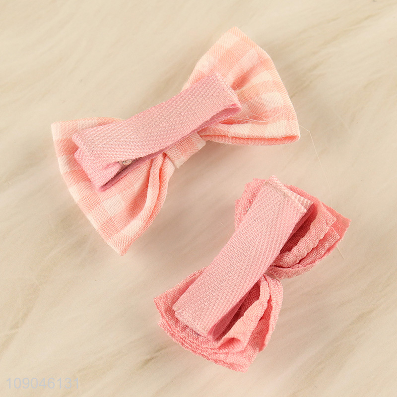 China products pink girls bowknot hairpin hair clips set for hair decoration