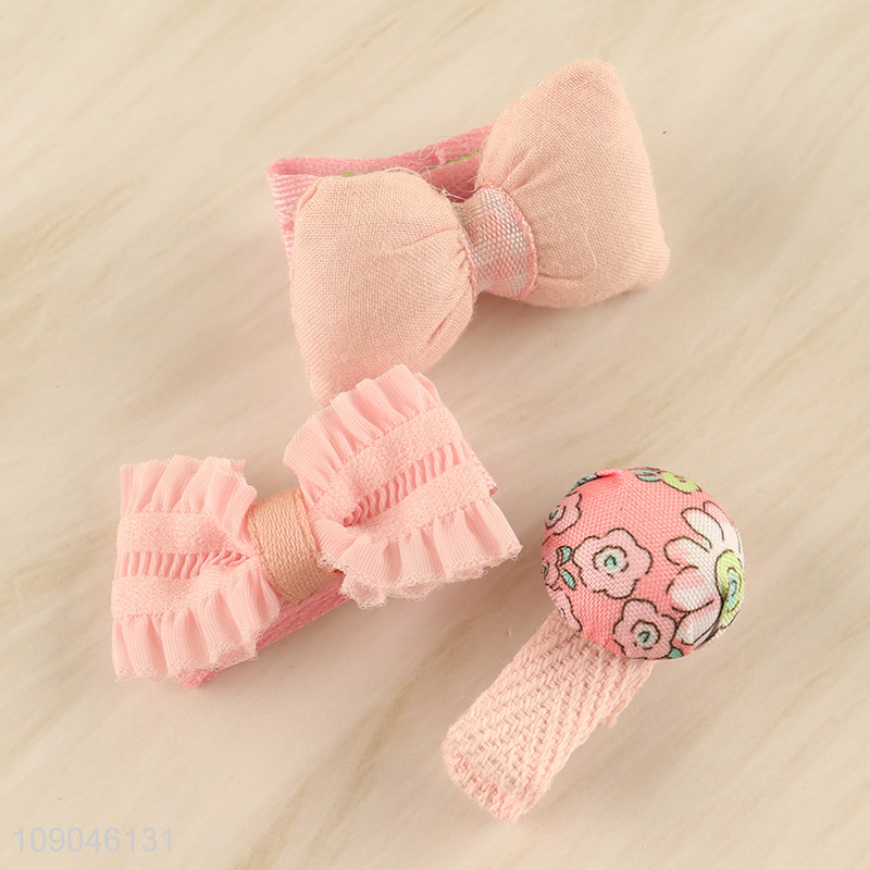 China products pink girls bowknot hairpin hair clips set for hair decoration