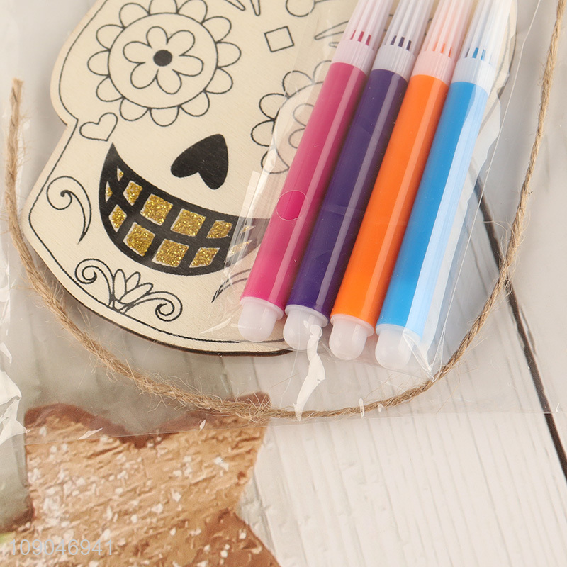 Top selling skull shape wooden diy painting board for Halloween decoration