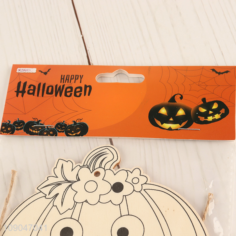 Top sale pumpkin shape hanging Halloween decoration wooden diy painting board