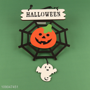 Factory wholesale pumpkin spider web wooden Halloween hanging ornaments decoration