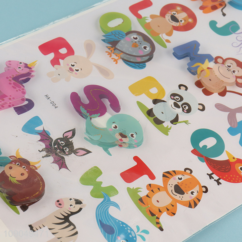 Hot selling cartoon animal alphabet teaching decorative sticker wholesale