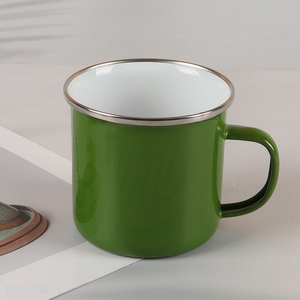 Good quality green enamel cup coffee cup water mug with handle