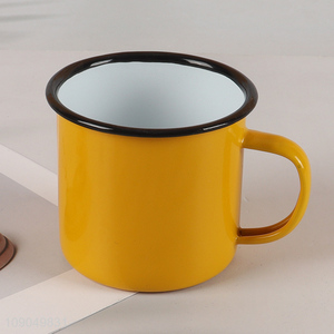 Yiwu market yellow unbreakable enamel cup water cup coffee cup drinking mug