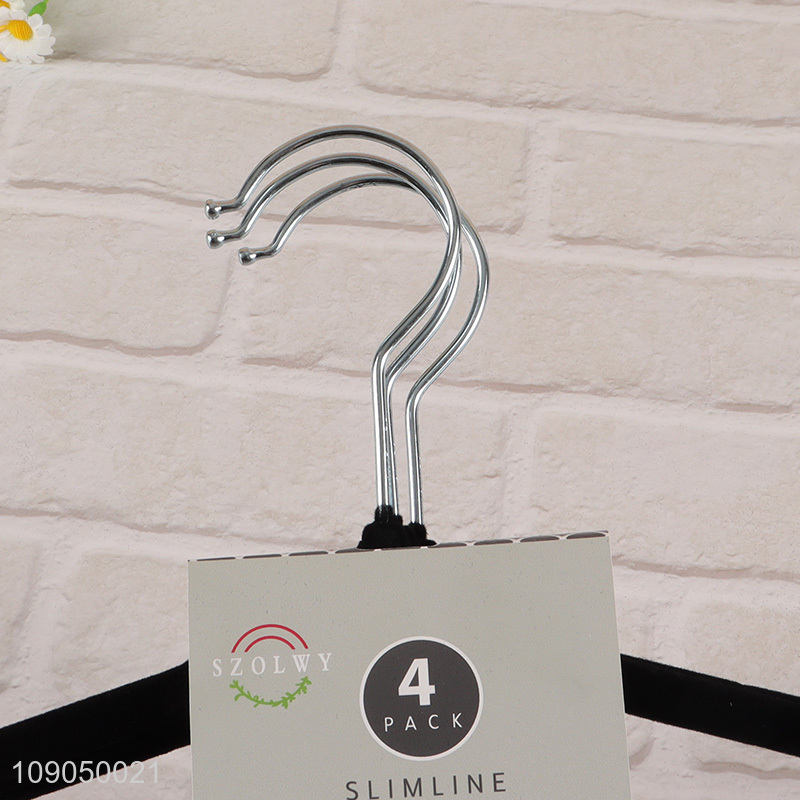 Top products 4pcs anti-slip velvet clothes hanger set for household