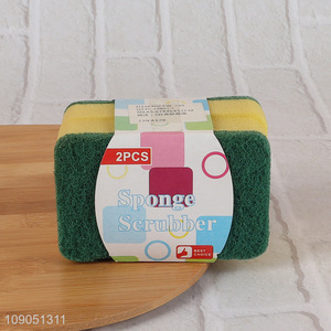 Wholesale 2 Pieces Heavy Duty Cleaning Sponges Dish Scrubber for Kitchen