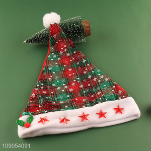 New Arrival Plaid Christmas Santa Hat Festival Party Headwear