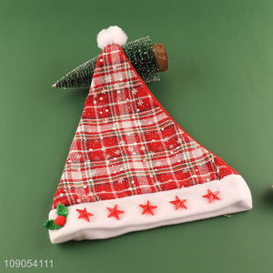 New Product Plaid Santa Hat Christmas Holiday Party Accessories