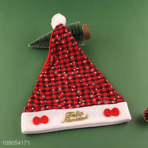 Good Quality Plaid Santa Hat Christmas Hat for Adults & Kids