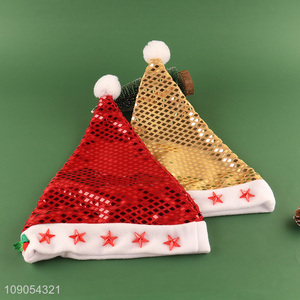 Wholesale Unisex Non-Woven Glitter Santa Hat Christmas Party Favors