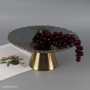 Best sale home restaurant glass fruits plate snack plate with stand