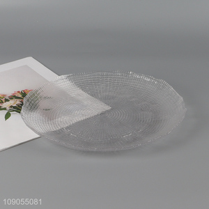 Yiwu market glass transparent fruits plate cake snack plate for sale